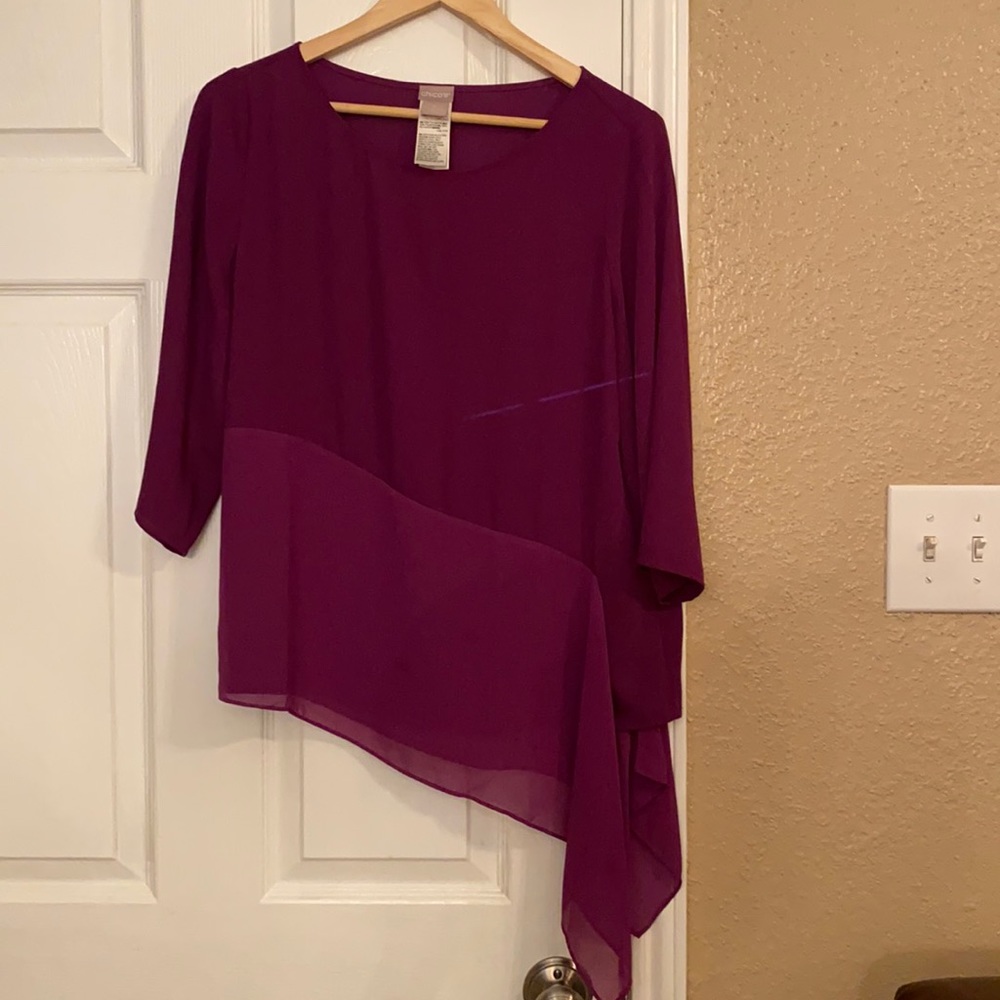 Chico’s bright diagonal draped top size 1p